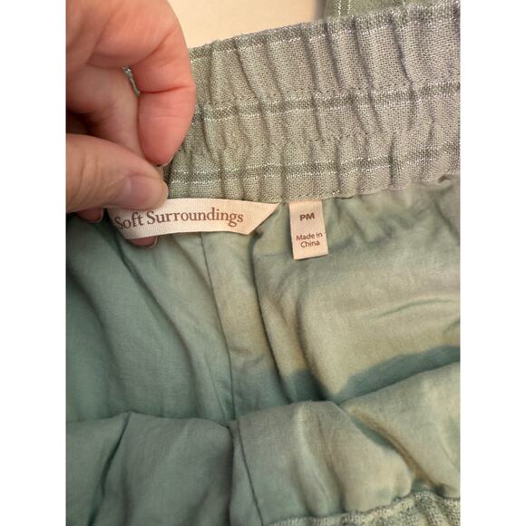 Soft Surroundings Linen Pants PM Coastal Grandma Resort Metallic Thread - Picture 2 of 11